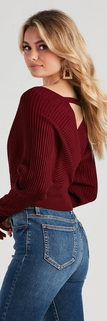 With fun and flirty details, the Doll It Up Open Back Ribbed Sweater shows off your unique style for a trendy outfit for the spring or summer season!