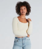 Cuddle Up Eyelash Knit Scoop Neck Crop Sweater