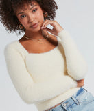 Cuddle Up Eyelash Knit Scoop Neck Crop Sweater