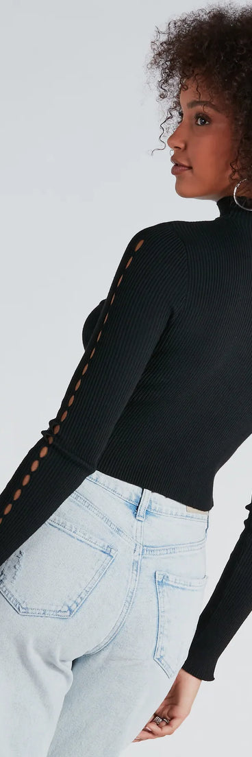 Chic Update Mock Neck Long Sleeve Crop Top