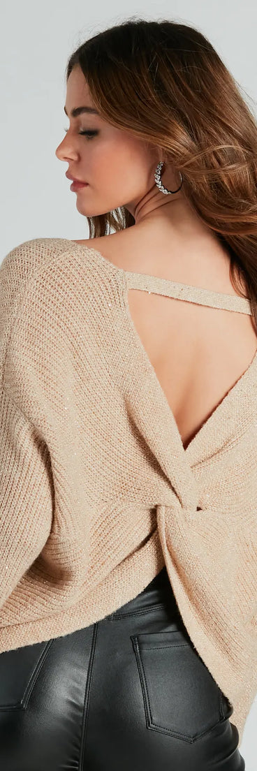 Head-Turning Cutie Oversized Knot Back Sweater