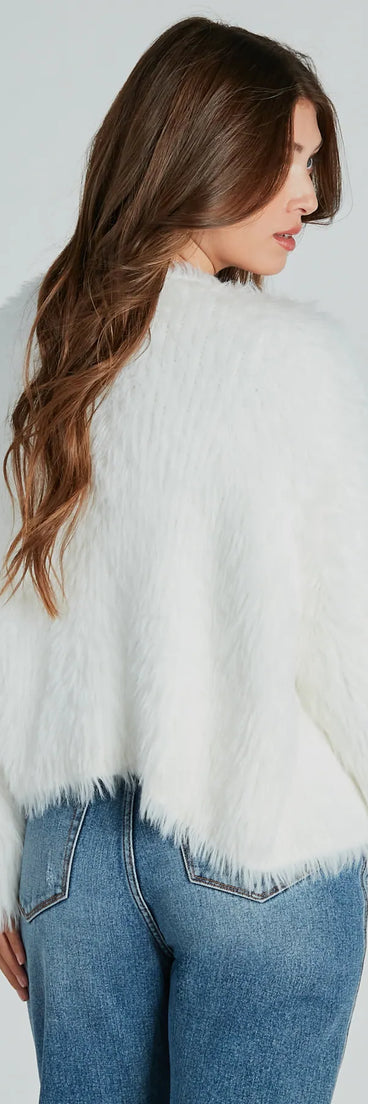 Making A Statement Faux Fur Cardigan Sweater