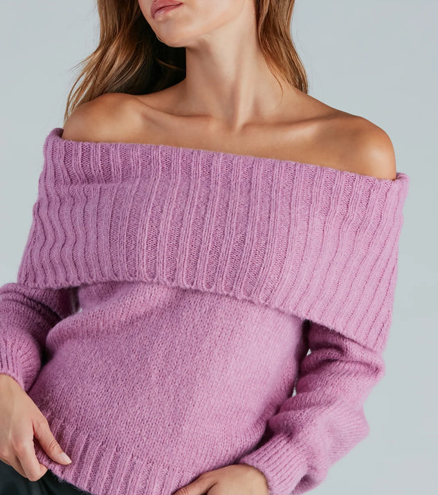 Flirty And Cool Off The Shoulder Sweater Top Windsor