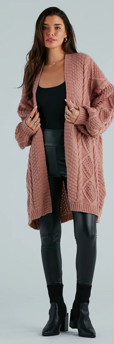 Coziest Cutie Oversized Cable Knit Cardigan