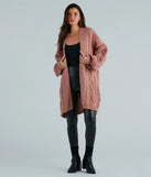 Coziest Cutie Oversized Cable Knit Cardigan