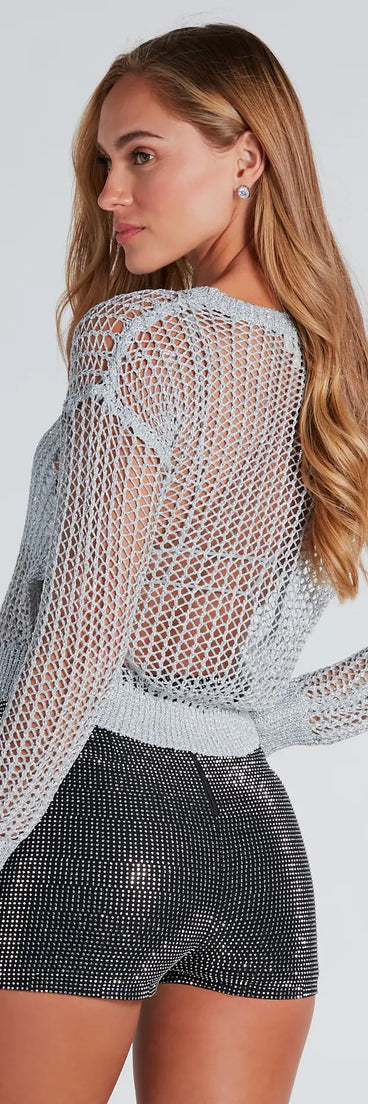 Luxurious Twist Fishnet Sweater With Bralette