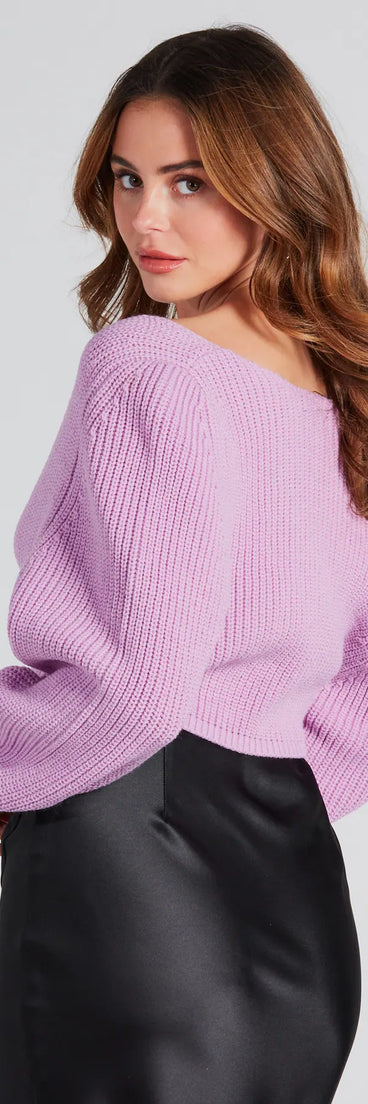 Classic Cozy Surplice Cropped Sweater