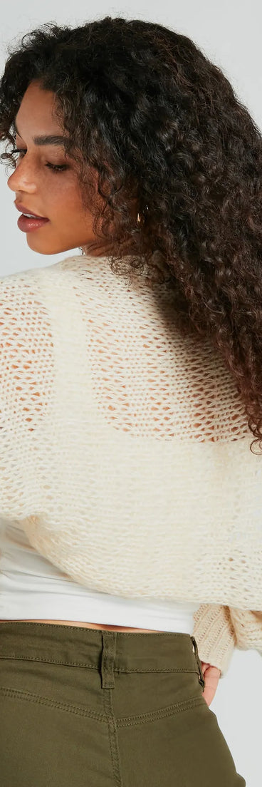 Casual Fave Long Sleeve Open-Knit Bolero