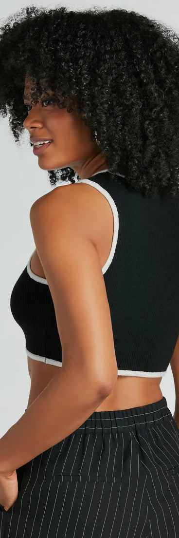 Cute Charm Sweater Knit Cropped Tank Top