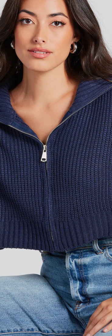 Casually Classic Collared Zip-Front Sweater