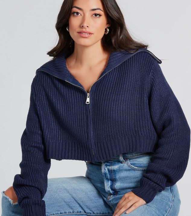Sweater with zipper in front sales
