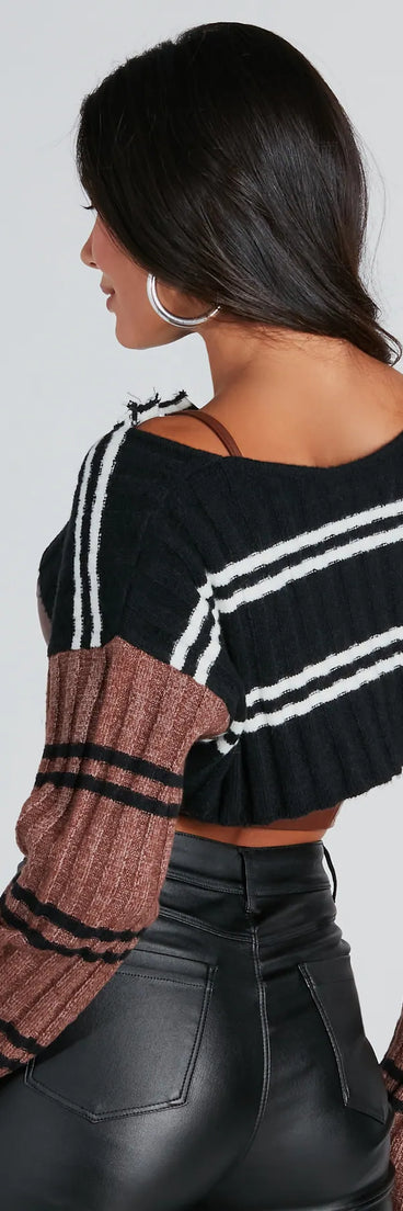 Meet Me Halfway Striped Sweater Topper