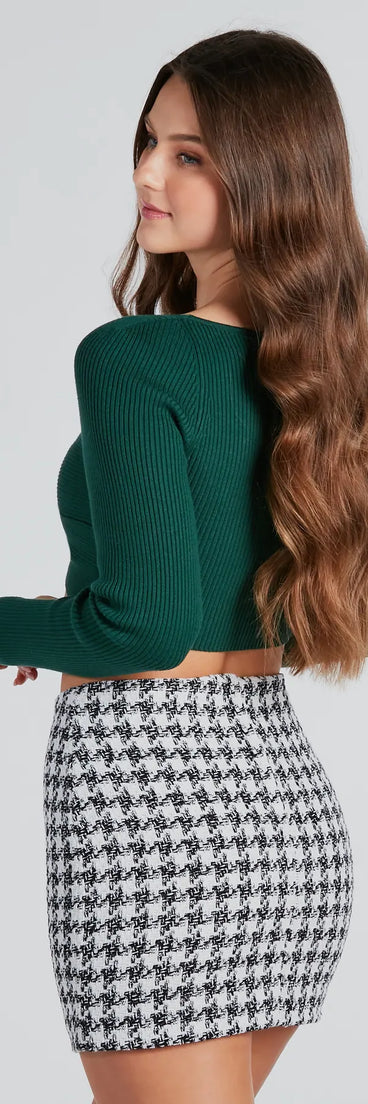 Looking Cute Twist-Front Cropped Sweater