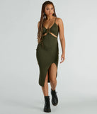 The Such A Serve Cutout Strappy Ribbed Knit Midi Dress offers a versatile winter style, with a cozy sweater knit perfect for office wear, casual day outings, or layered winter outfits.