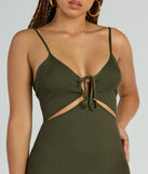 Stay stylish and warm in the Such A Serve Cutout Strappy Ribbed Knit Midi Dress, a textured knit sweater dress that's ideal for a winter date-night outfit or a chic brunch look.