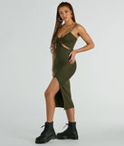 The Such A Serve Cutout Strappy Ribbed Knit Midi Dress is a soft, textured sweater dress designed to keep you comfortable during the winter season, whether for workwear, casual weekends, or holiday gatherings.
