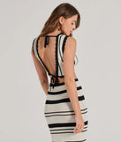 Flirty Fun V-Neck Tie Striped Knit Crop Top