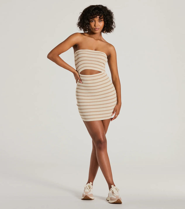 In A Daze Strapless Cutout Striped Knit Mini Dress | Windsor In A Daze Strapless Cutout Striped Knit Mini Dress | Windsor