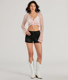 Total Trend Long Sleeve Checker Crochet Sweater