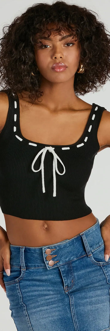 Delicate Perfection Ribbon Bow Knit Tank Top | Windsor