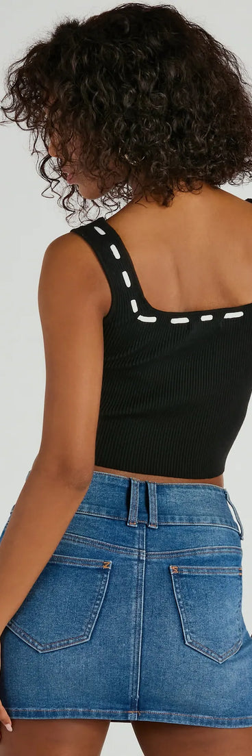 Delicate Perfection Ribbon Bow Knit Tank Top