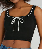 Delicate Perfection Ribbon Bow Knit Tank Top