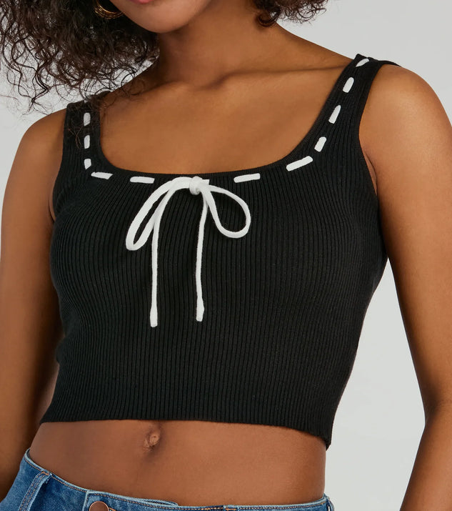 Delicate Perfection Ribbon Bow Knit Tank Top | Windsor