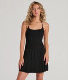 Radiant Cutie Halter Rib Knit Skater Mini Dress
