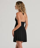 Radiant Cutie Halter Rib Knit Skater Mini Dress