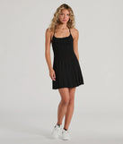Radiant Cutie Halter Rib Knit Skater Mini Dress