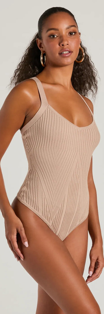 Up A Notch Sleeveless V-Neck Knit Bodysuit