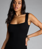 Basic Babe Sleeveless Bodycon Slit Mini Dress
