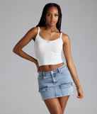 Cutesy Casual Rosette Lace Knit Cami Top