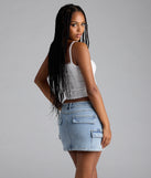 Cutesy Casual Rosette Lace Knit Cami Top