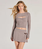 Effortlessly create party outfits or vacation-ready looks with the Sweet Crush Long Sleeve Cable Knit Sweater Topper, one part of a versatile women's taupe matching set perfect for quick and easy outfit combinations from layering chic outfits to transitioning your look seamlessly.
