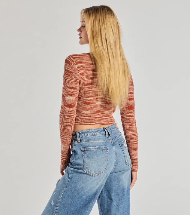 Sassy Knits Long Sleeve Button Crop Top | Windsor