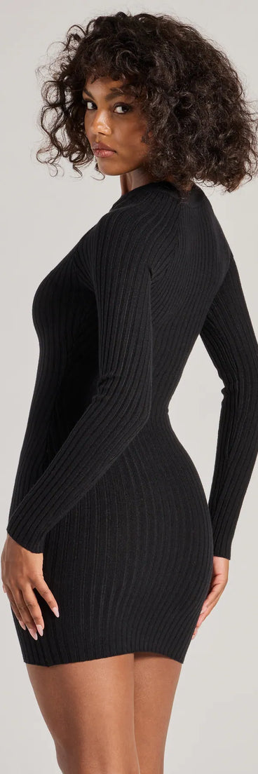 Whether you're headed to brunch or running errands, the Setting The Trend Long Sleeve Cutout Mini Dress in black delivers effortless style in a breathable, go-to casual dress.