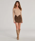 The Trendy Textures Ribbed Knit Off-The-Shoulder Top in natural with a modern design and trendy look is part of the latest women's tops collection to elevate your 2025 wardrobe.