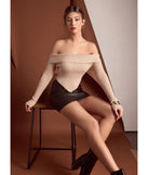 The Trendy Textures Ribbed Knit Off-The-Shoulder Top in natural with a modern design and trendy look is part of the latest women's tops collection to elevate your 2025 wardrobe.