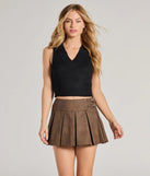 The Preppy Babe V-Neck Cropped Sweater Vest in black with a modern design and trendy look is part of the latest women's tops collection to elevate your 2025 wardrobe.