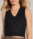 Wrap up in style with the Preppy Babe V-Neck Cropped Sweater Vest, a cozy black sweater for women designed for night-out looks, everyday outfits, or as a chic layering piece for transitional weather.
