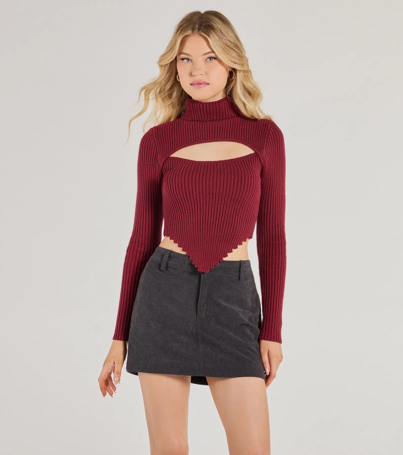 Chic Muse Ribbed Knit Cutout Crop Top | Windsor