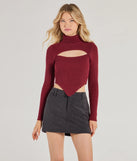 The Chic Muse Ribbed Knit Cutout Crop Top in burgundy with a modern design and trendy look is part of the latest women's tops collection to elevate your 2025 wardrobe.