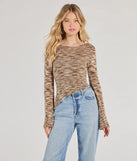 The Trendy Impression Asymmetrical Bell Sleeve Knit Top in multi-color with a modern design and trendy look is part of the latest women's tops collection to elevate your 2025 wardrobe.