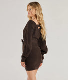 Revamp your 2025 wardrobe with this chic addition, the Cozy Fave Cable Knit Long Sleeve Mini Dress in brown, perfect for elevating your style in the new year.