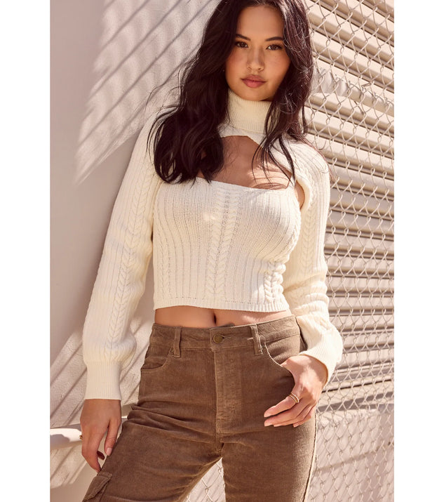 Cozy Casual Cable Knit Turtleneck Sweater Topper | Windsor