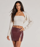 The Cozy Glam Cable Knit Tube Top in ivory with a modern design and trendy look is part of the latest women's tops collection to elevate your 2025 wardrobe.