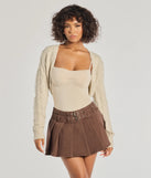 Cozy Glam Cable Knit Long Sleeve Bolero
