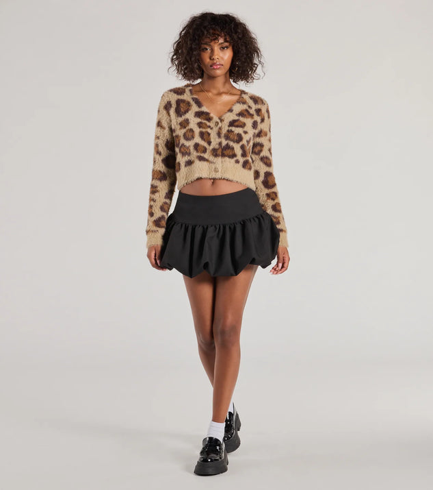 So Fierce Leopard Print Eyelash Knit Cropped Cardigan | Windsor