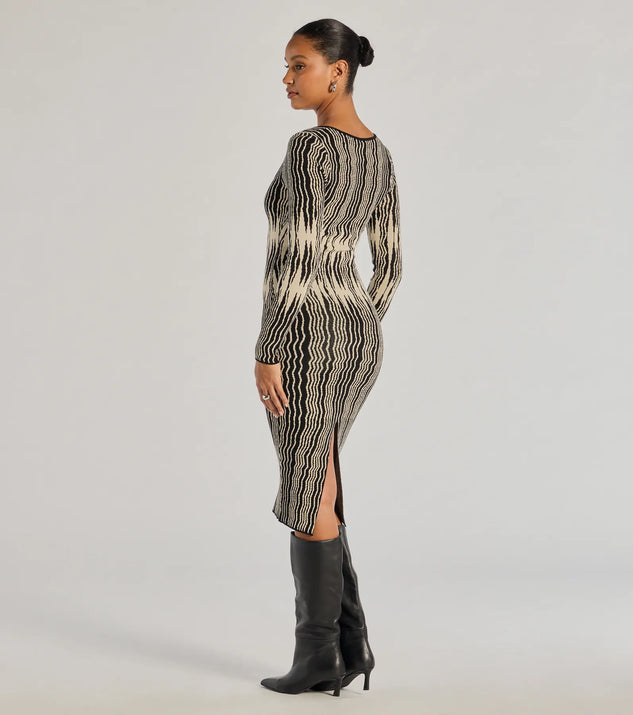 ワンピース Stripe Jacquard High Neck Knitted Dress Mame Kurogouchi：Stripe Jacquard High Neck Knitted Dress